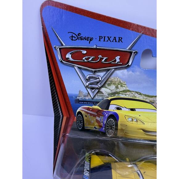 NIB Disney Pixar Cars 2 #7 Jeff Gorvette 1:55 Diecast Car Mattel 2010 - Picture 2 of 8